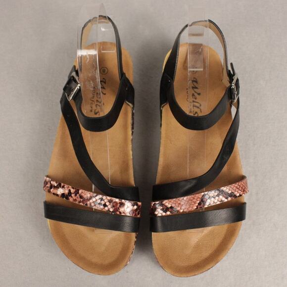 Wells Comfort Women's Sz 8 Strap Platform Sandals Open Toe Snake Skin Pattern - Picture 5 of 15